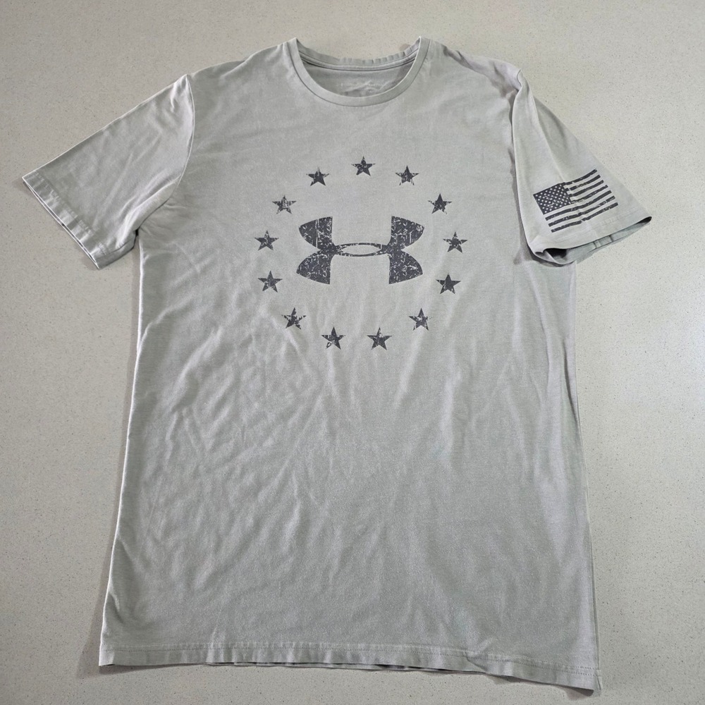 Under Armour Mens HeatGear Freedom Star Logo Graphic T-Shirt Sage Green Small